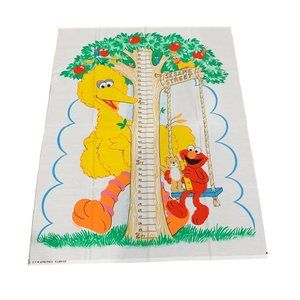Vintage Spectrix Fabrics Sesame Street Big Bird Growth Chart Fabric Panel 35x46